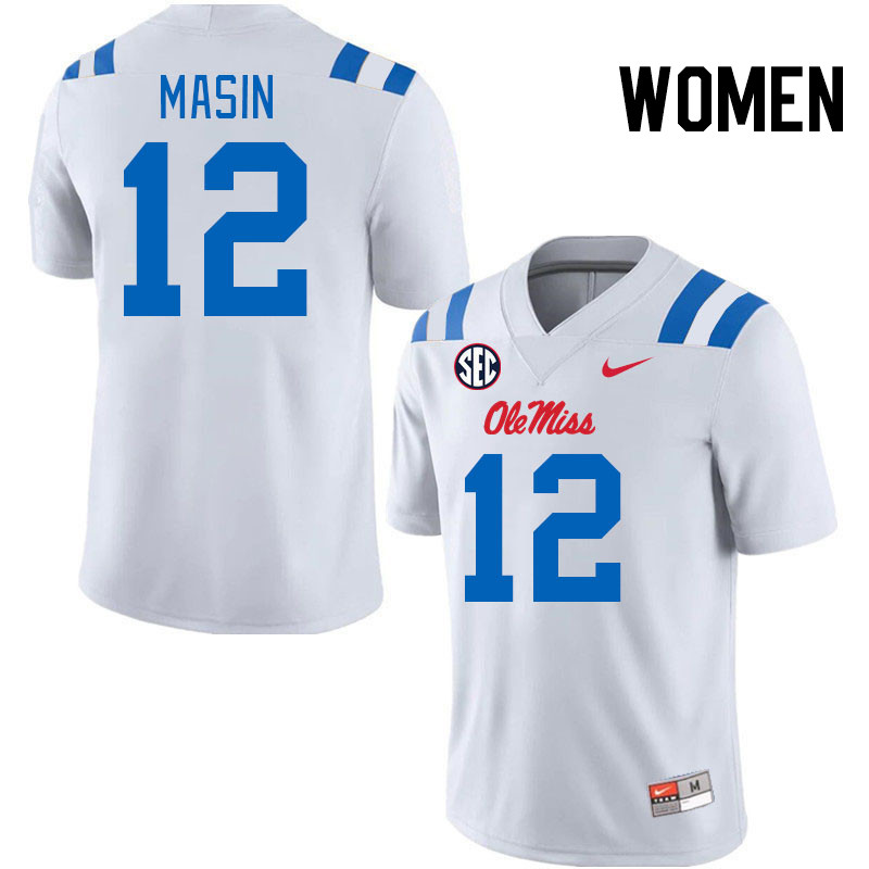 Women #12 Fraser Masin Ole Miss Rebels 2024 New Uniforms College Football Jerseys Stitched-White